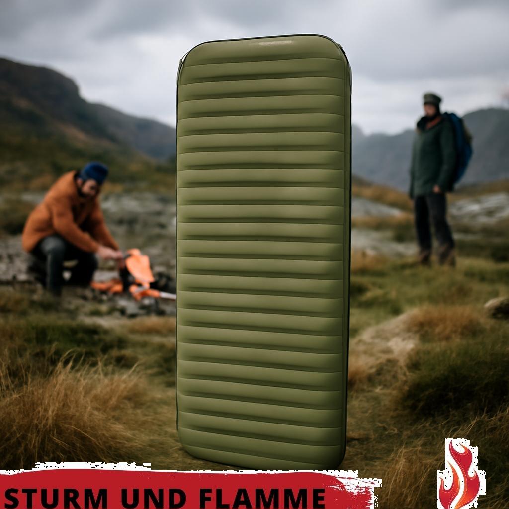 ALT-Text: Robuste grüne Feldschlafmatte als unverzichtbarer Bestandteil der Notfallausrüstung, ideal für Outdoor- und Überlebenssituationen.