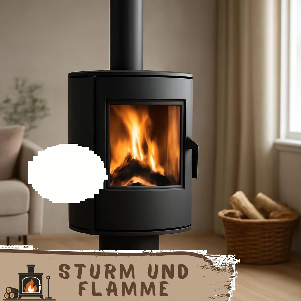Kaminofen mit Sichtfenster, brennendes Holz sichtbar