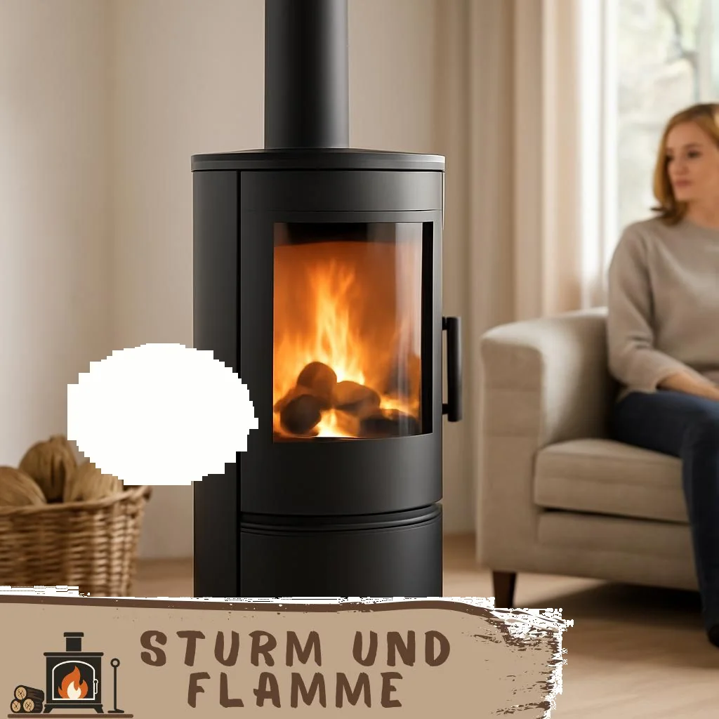 Schwedenofen mit Glastür und sichtbar brennender Flamme